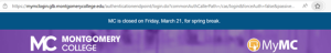 this image shows Montgomery college log in site