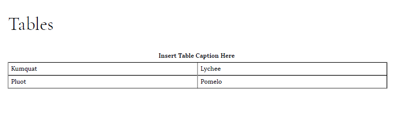 The caption above the table in the PDF export